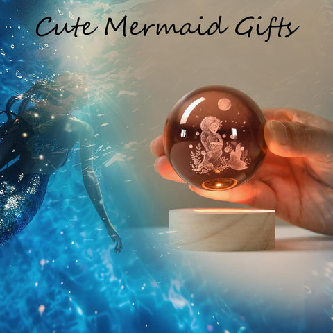 3D Cat Themed Gifts for Women Decor for Cat Lovers Cat Mom Crystal Ball Cat Related Sympathy Presents with Wooden Light Base