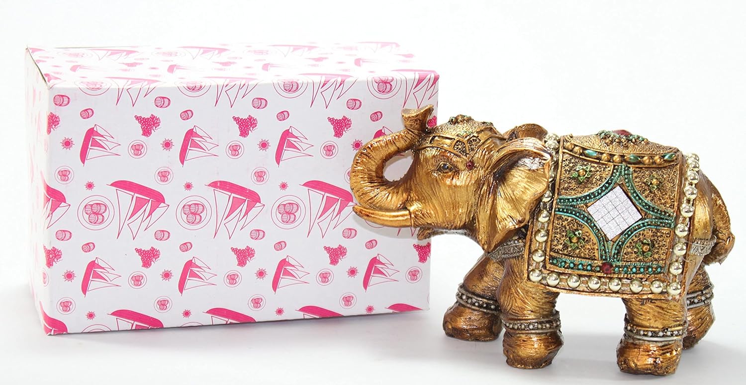 Stunning 6" Elephant Trunk Statue Wealth Lucky Feng Shui Figurine Home Decor Birthday Congratulatory House Warming Gift (G16180) Product Name