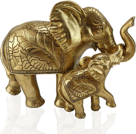 Elephant Statue for Home Decor Gold 9.2IN,Elephant Statues for Table Deskr-Elephant Decor for Living Room-Indoor Elephant Gift for Relaxation Meditation or Shrine