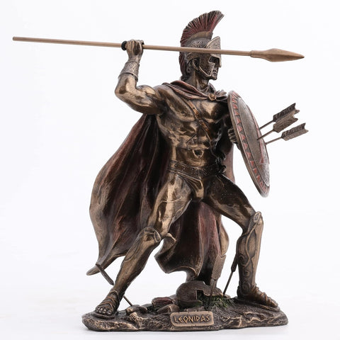 VERONESE DESIGN 8.5" Tall King Leonidas Greek Warrior of Sparta Cold Cast Bronzed Resin Sculpture Statue