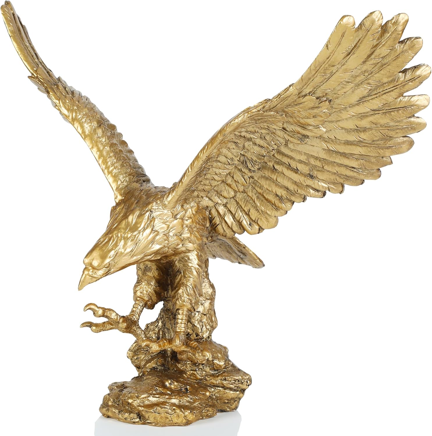 Golden Eagle Statue, Flying Wild Bird Eagle Decorative Bronze Patina Resin Figurine（M）