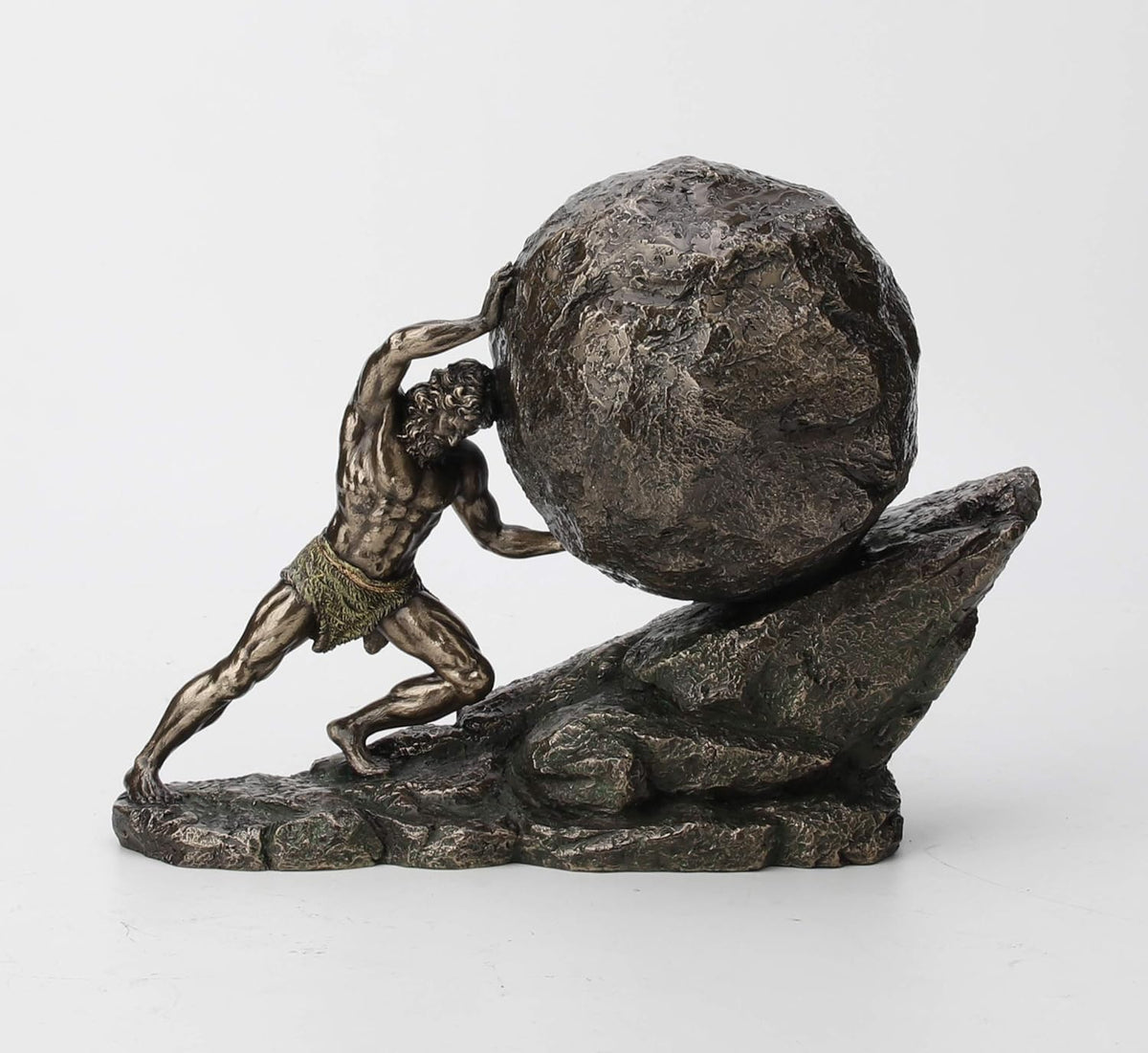 8 1/8 Inch Sisyphus and The Eternal Boulder Cold Cast Resin Bronze Finish Statue Home Decor