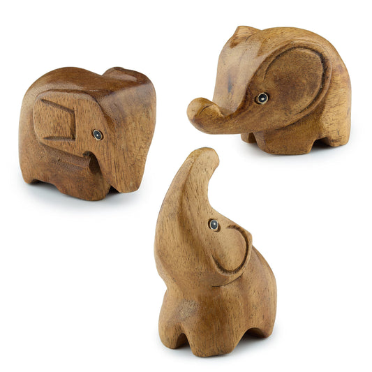 3 Elephant Figurines Centerpiece - Cute Elephant Decor - Elephant Gifts for Women - Wood Elephant Statue Home Decor - Elephant Sculpture Bathroom Decor - Elephant Decorations for Home Office 2560