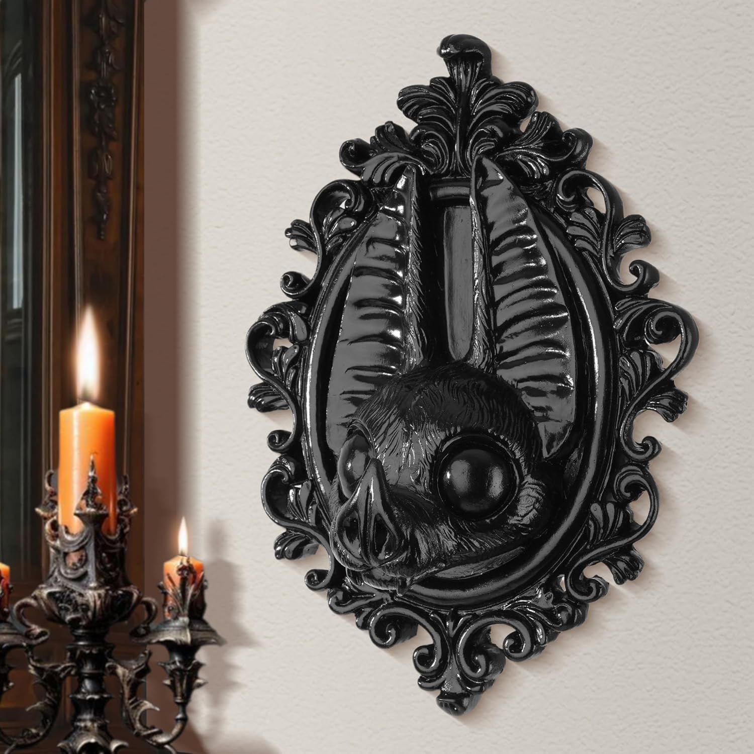 UITWMKTG Animal Head Wall Decor Black Gothic Wall Sculpture Home Decor Statue for Living Room Bedroom Halloween Decoration for Men Women Bat