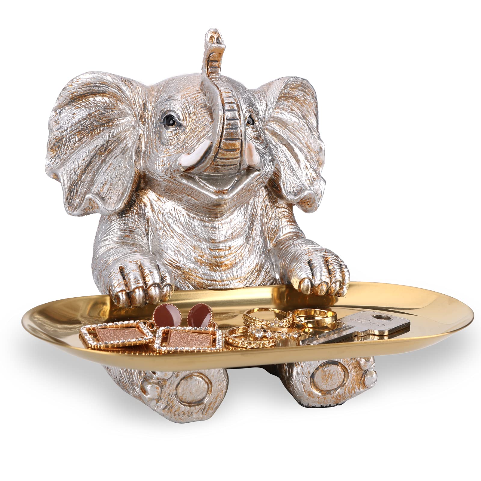 Elephant Statue. Elephant Decor Brings Good Luck, Health, Strength. Elephant Gifts for Women, Mom Gifts. Decorations Applicable Home, Office, Bookshelf TV Stand, Shelf, Living Room - Silver