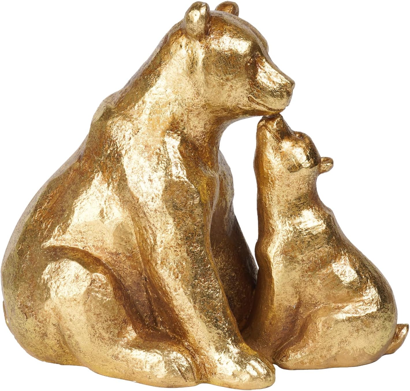 Elephant Statues Home Décor Collectible Figurines - Gold Resin Boho Elephant Decoration Handmade Brings Good Luck Health for Living Room Shelf Office Gifts for Women 7.25 x 3.25 x 5.75 Inch