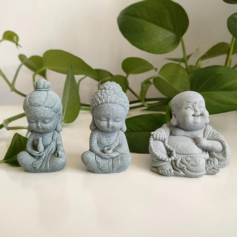 Meditation Buddha Statue Mini Sitting Zen Sandstone Budha Decoration Statues for Home Desktop Buddhist Decor Collection Gift,Meditation Buddha,S