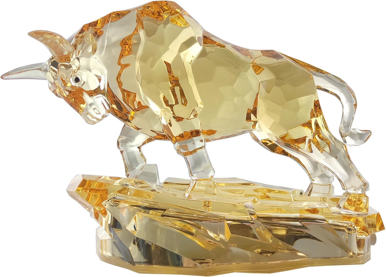 Acrylic Bull Statue - Wall Street Bull Sculpture for Home or Office Decor - 8.5'' Long