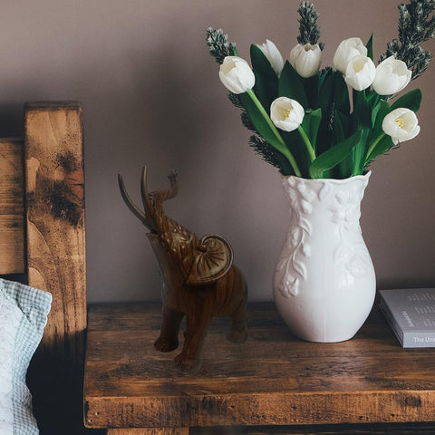 Elephant Décor, Wall Art Shelf Décor Accents Elephant Gifts, Handcrafted Collectible Wood Grain Elephant Figurine, Elephant Statue Sculpture for Home Office Bookshelf Desktop, Gifts for Mom-Espresso