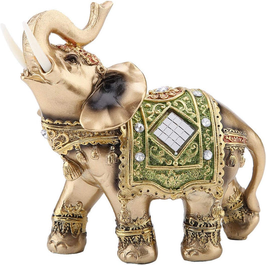 Lucky Wealth Elephant Statue, Elegant Feng Shui Elephant Collectible Figurine Sculpture Decoration, Wealth Lucky Figurine Home Office Decor(L) 1479