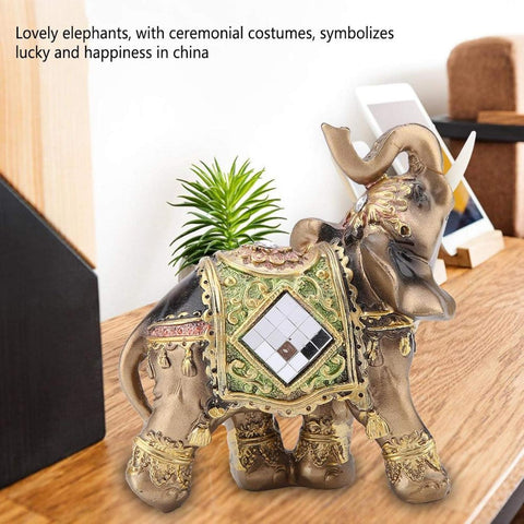 Lucky Wealth Elephant Statue, Elegant Feng Shui Elephant Collectible Figurine Sculpture Decoration, Wealth Lucky Figurine Home Office Decor(L)