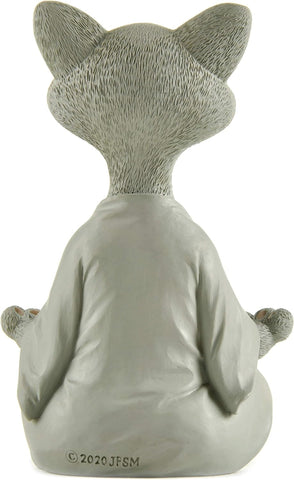 Whimsical Grey Cat Buddha Figurine Meditation Yoga Decor - Happy Cat Collection - Cat Lover Gifts, Yoga Gifts, Meditation Gifts, Zen Namaste Decor Gifts