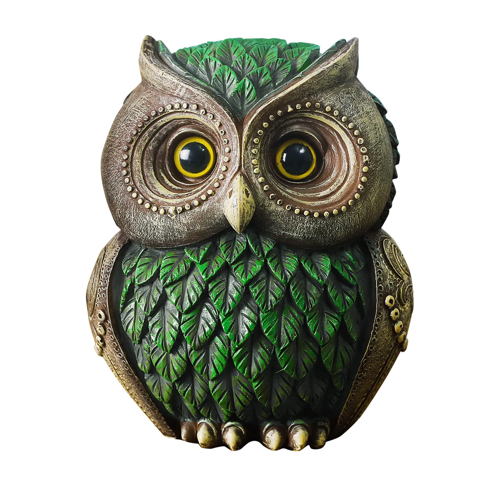 Owl Statue Home Decor Small Owl Figurines Shelves Decorations for Home Office Living Room Decor Gifts for Owl Lovers (Black-Green)