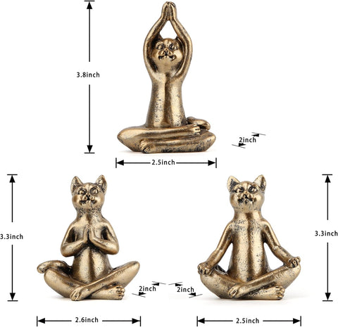 Yoga Cat Statues for Home Decor Accents,Yoga Pose Figurine for Zen Spiritual Bedroom Living Room Office Table Desk Modern Boho Decoration,Meditation Shelf Decor Accents Antique Bronze Gift