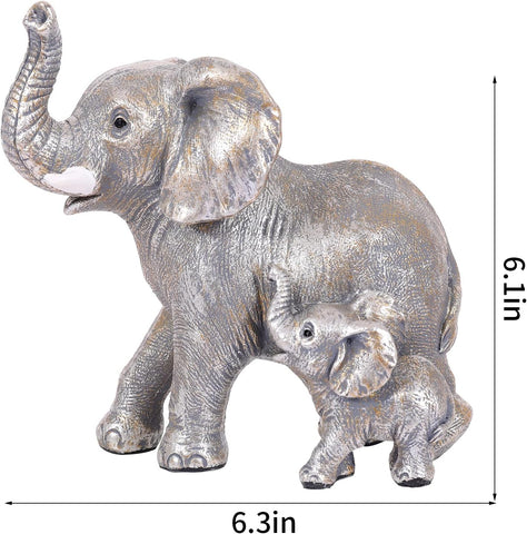 Cute Elephant Statue Home Décor Good Luck Elephant Carries Three Calves on Its Back Figurines Décor for Shelf Good Gifts for Women Decoration for Living Room, Bedroom, Office