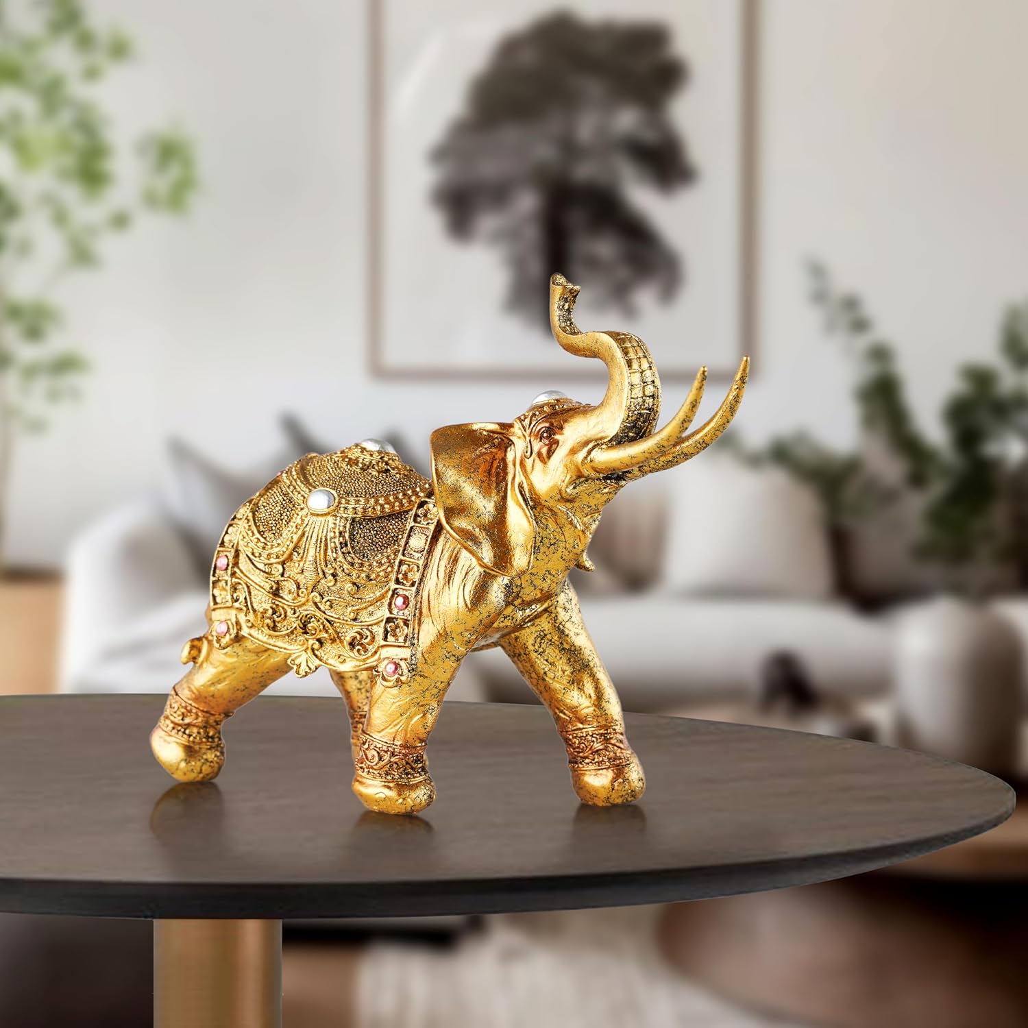 Lucky Elephant Statue,2 Pack 7" Elegant Elephant Figurine for Home Decor Unique and Sophisticated Ornament for Living Room, Table Centerpiece Shelfand Office Adds Charm and Good Luck