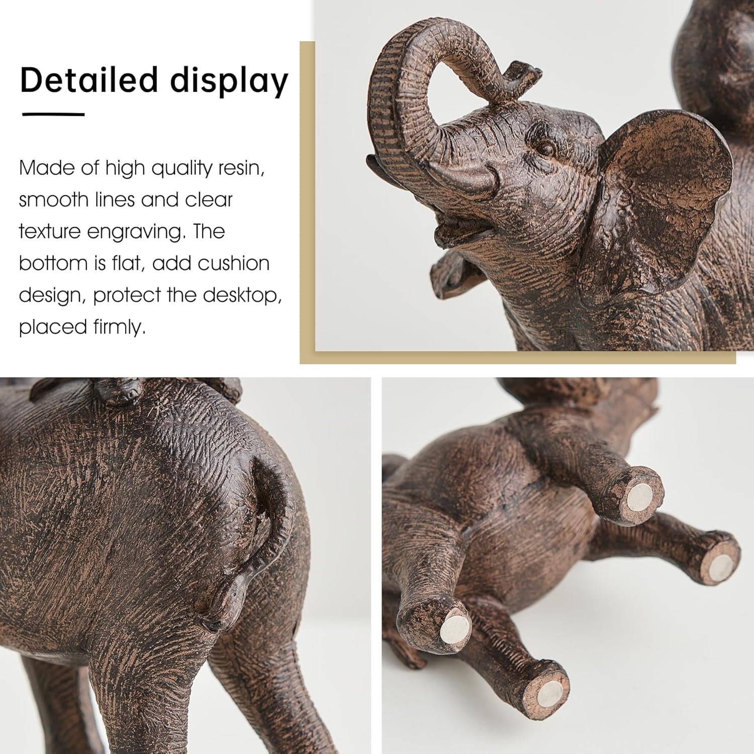 Home Decor Elephant Statue, Rustic Gold Coffee Tabel Bookshelf Decor Acctens, Elephant Decoration for Good Luck, Mom Gifts, Home Living Room Bedroom Office Decorations (Rustic Gold Elephant)