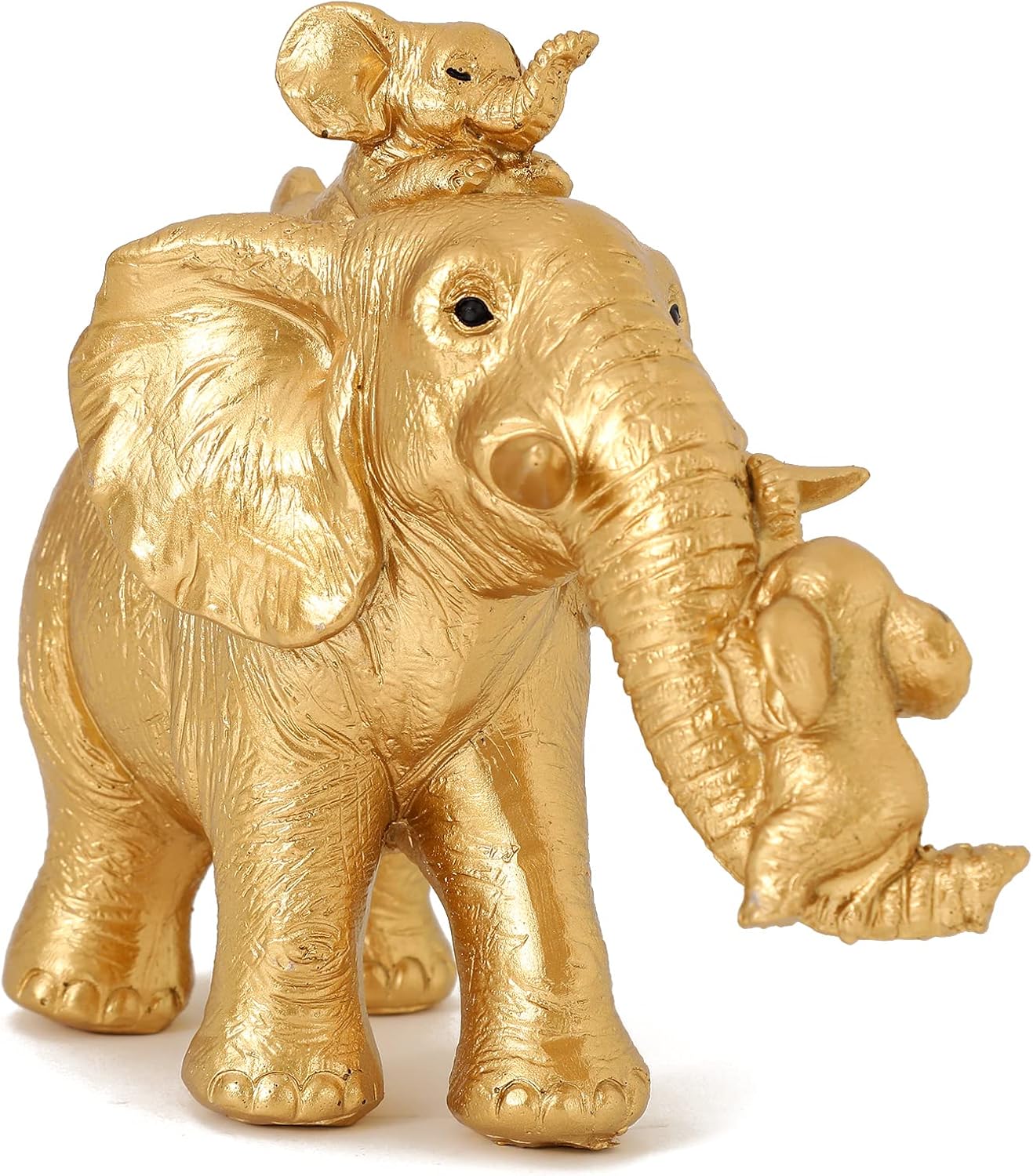 Good Luck Elephant Figurines Home Décor Elephant Carries Two Calves on Its Back Statue Décor for Shelf Good Gifts for Women Decoration for Living Room, Bedroom, Office