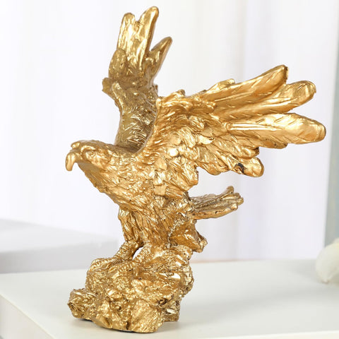 Golden Eagle Statue, Flying Wild Bird Eagle Decorative Bronze Patina Resin Figurine（M）