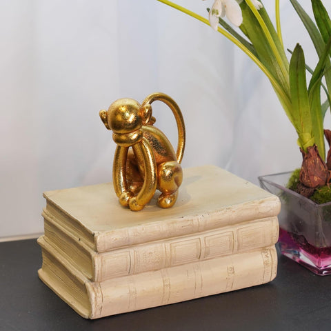 Elephant Statues Home Décor Collectible Figurines - Gold Resin Boho Elephant Decoration Handmade Brings Good Luck Health for Living Room Shelf Office Gifts for Women 7.25 x 3.25 x 5.75 Inch