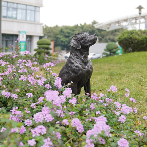 Garden Statue Outdoor Decorations Dog-Figurine – 19inch Black Labrador décor Garden Sculpture Statue Sitting Statue Resin Sculpture for Patio Lawn Yard Porch Garden 12.25L*8.25W*19H