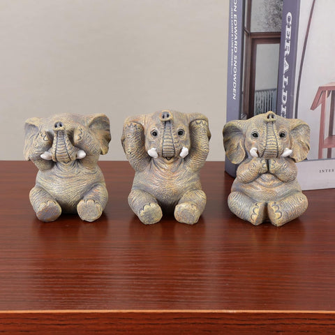 Cute Elephant Statue Home Décor Good Luck Elephant Carries Three Calves on Its Back Figurines Décor for Shelf Good Gifts for Women Decoration for Living Room, Bedroom, Office