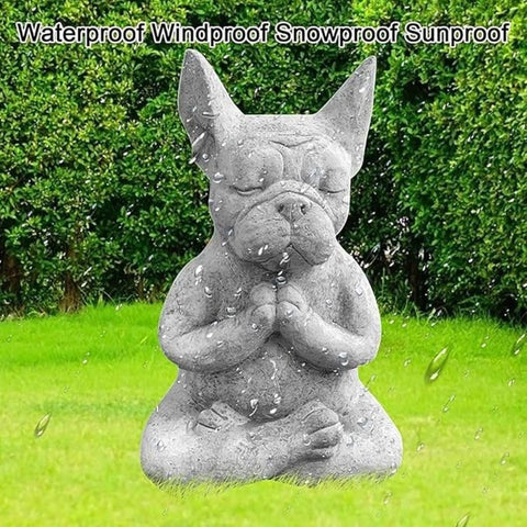 Yoga Bulldog Pose Meditation Dog Resin Statue Ornaments Waterproof Prayer Zen French Bulldog Sculpture Crafts Garden Decoration Figurine for Dog Lovers