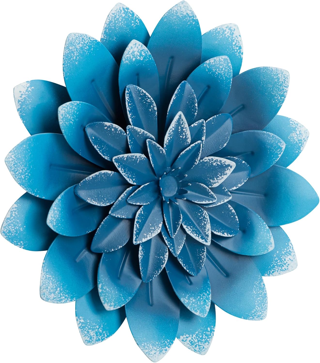 Everydecor Succulent Metal Flowers Wall Decor – Blue, Hand Painted, 3D Flower Art Decoration for Living Room, Bedroom, Kitchen, Bathroom - Floral Decor for Indoor & Outdoor Use