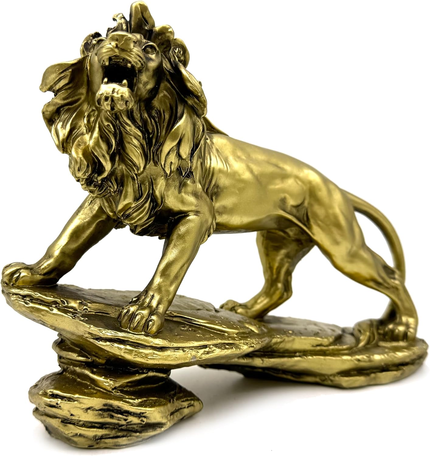 Strong Lion Statue Figurine Sculpture Resin Collectible Gifts for Lion Lover Office Home Decor Desk Accessories Decoration Garden Figurines Outdoor Decor Gold