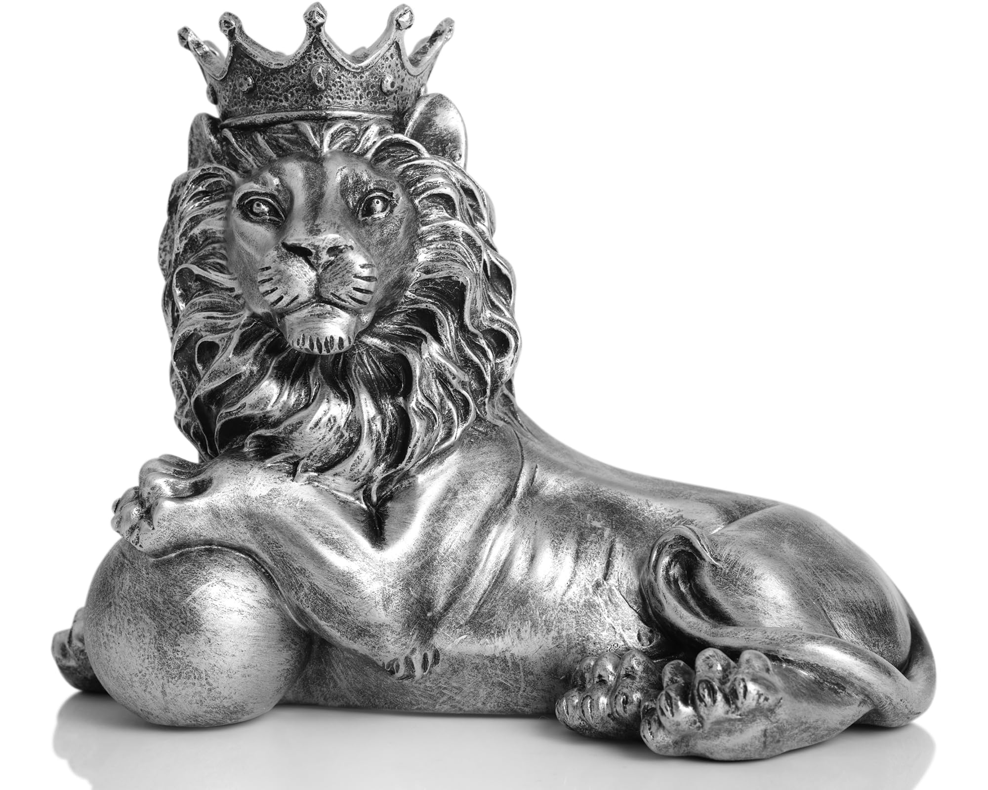 Feng Shui Lion Statue Home Decoration Regal Statement Piece, Men Father Leo Lion Gift, Man Home Office Desk Table Shelf Decoration Antique Golden Lying Lion Statue