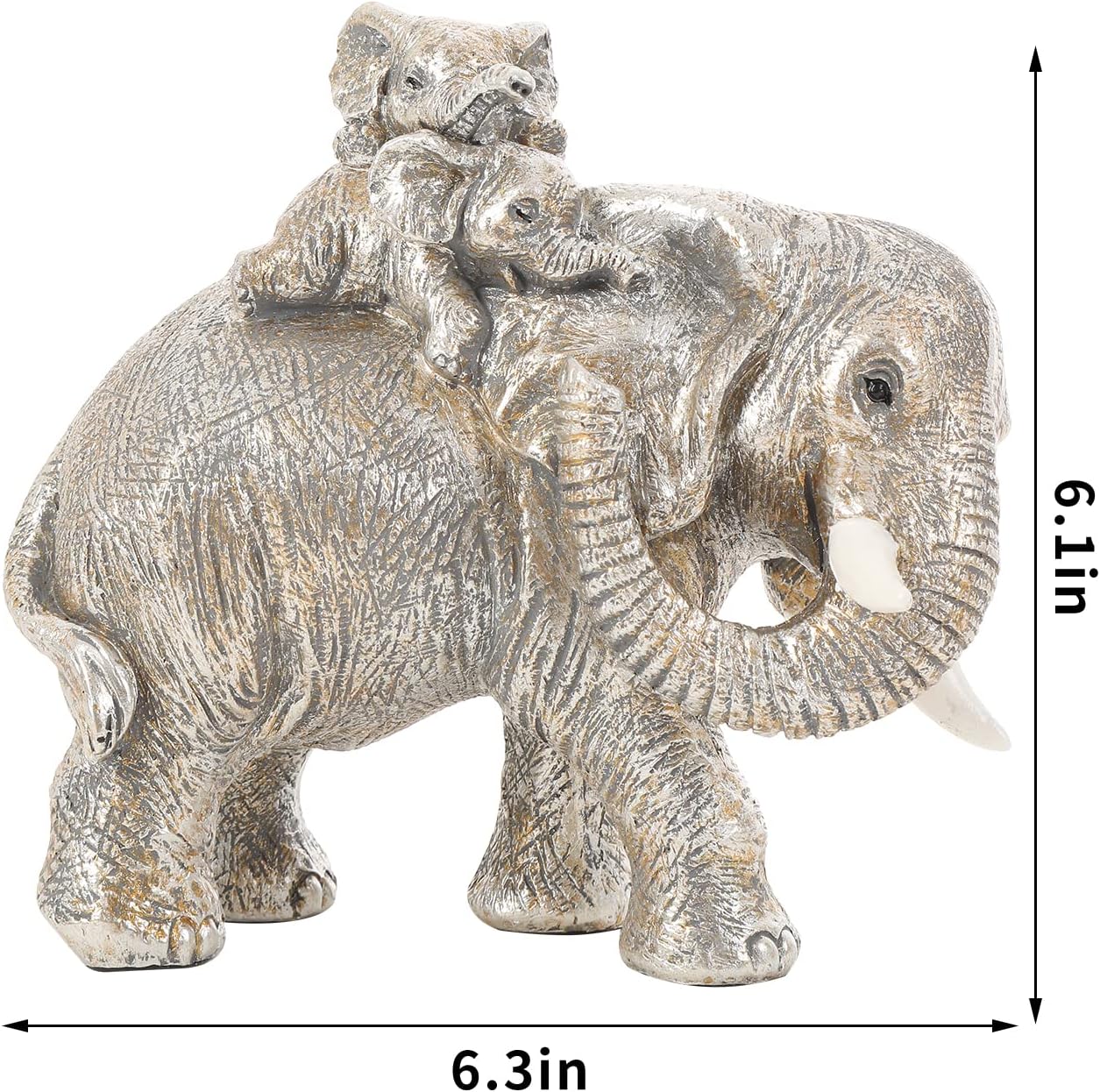 Good Luck Elephant Figurines Home Décor Elephant Carries Two Calves on Its Back Statue Décor for Shelf Good Gifts for Women Decoration for Living Room, Bedroom, Office