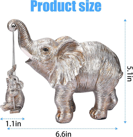 Elephant Statue. Elephant Decor Brings Good Luck, Health, Strength. Elephant Gifts for Women, Mom Gifts. Decorations Applicable Home, Office, Bookshelf TV Stand, Shelf, Living Room - Silver