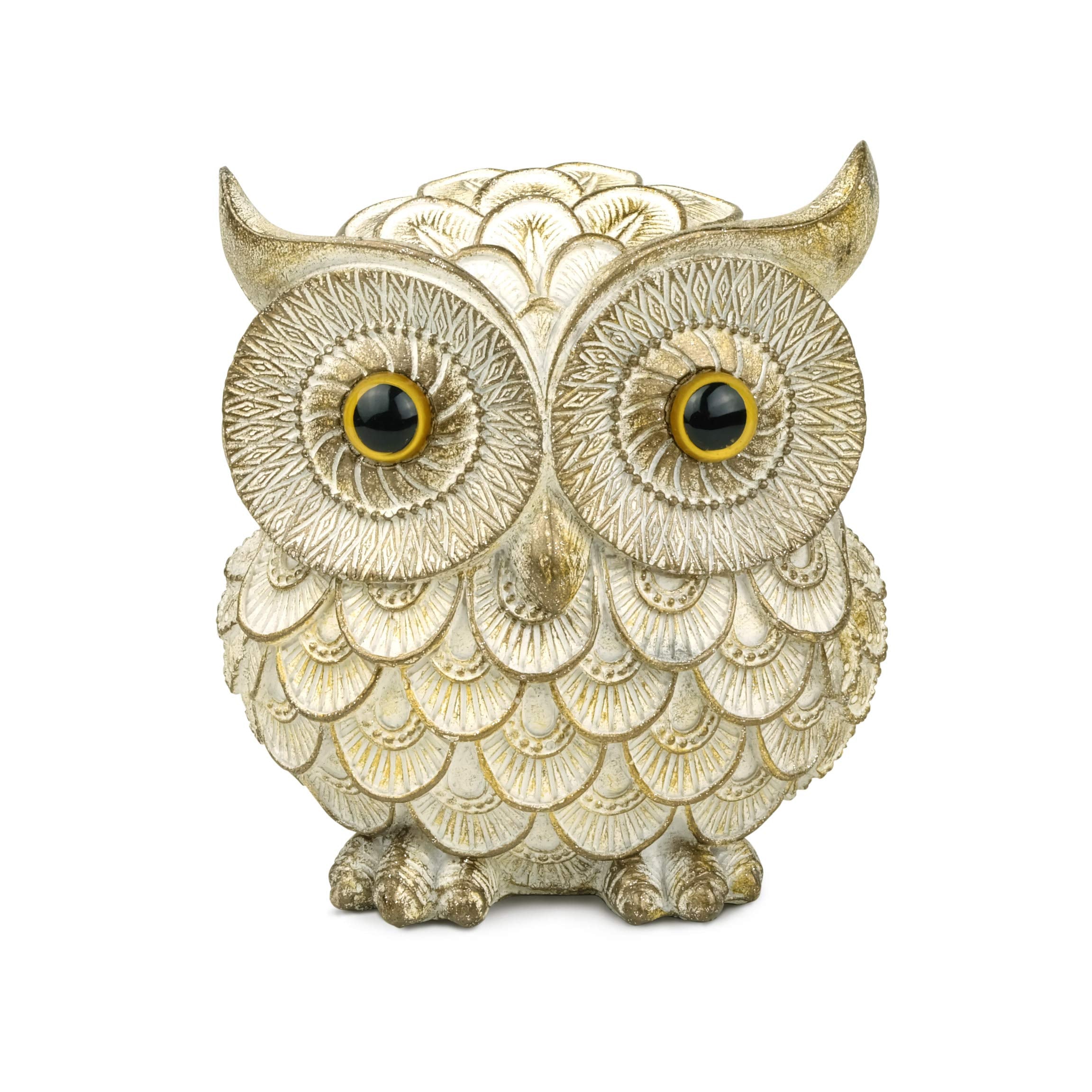 Garwor Owl Figurines - Home Decor Accents, Animal Statue for Home & Office, Owl Gifts for Bird Lovers (Small, Gold)