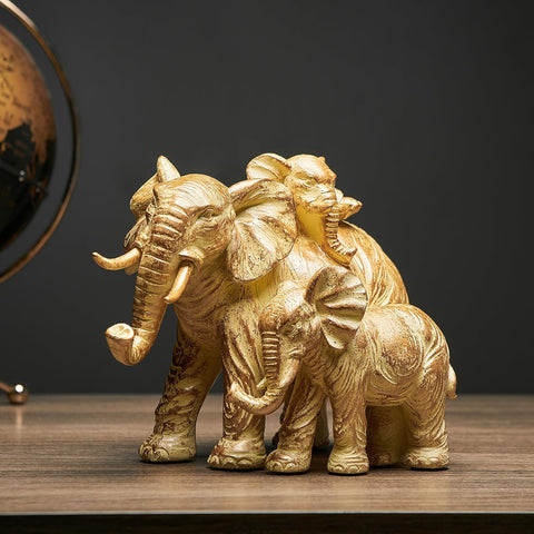 Home Decor Elephant Statue, Rustic Gold Coffee Tabel Bookshelf Decor Acctens, Elephant Decoration for Good Luck, Mom Gifts, Home Living Room Bedroom Office Decorations (Rustic Gold Elephant)