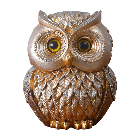 Owl Statue Home Decor Small Owl Figurines Shelves Decorations for Home Office Living Room Decor Gifts for Owl Lovers (Black-Green)