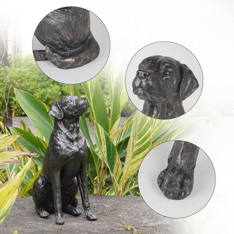 Garden Statue Outdoor Decorations Dog-Figurine – 19inch Black Labrador décor Garden Sculpture Statue Sitting Statue Resin Sculpture for Patio Lawn Yard Porch Garden 12.25L*8.25W*19H