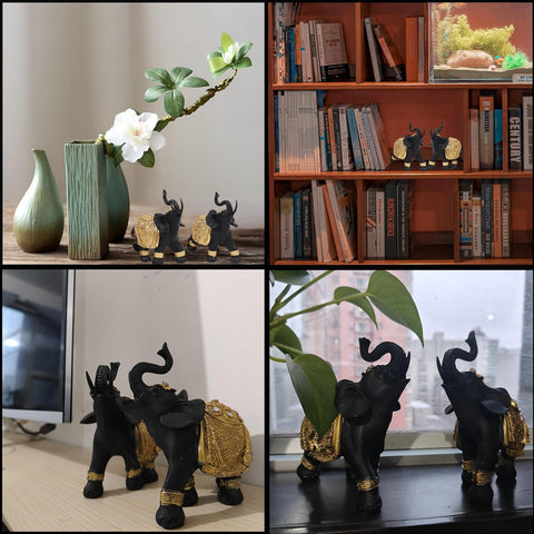 Elephant Statue - Decor, Gifts for Women, Figurines, Black