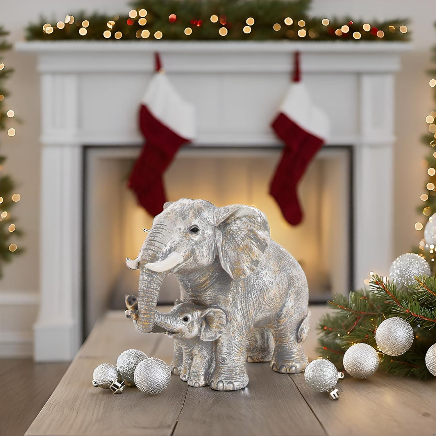 Elephant Gifts for Women,Elefantes Sala De La Suerte Decorativos,Cute Statue Decor Brings Love, Grayish Yellow Figurines Home Decoration Living Room