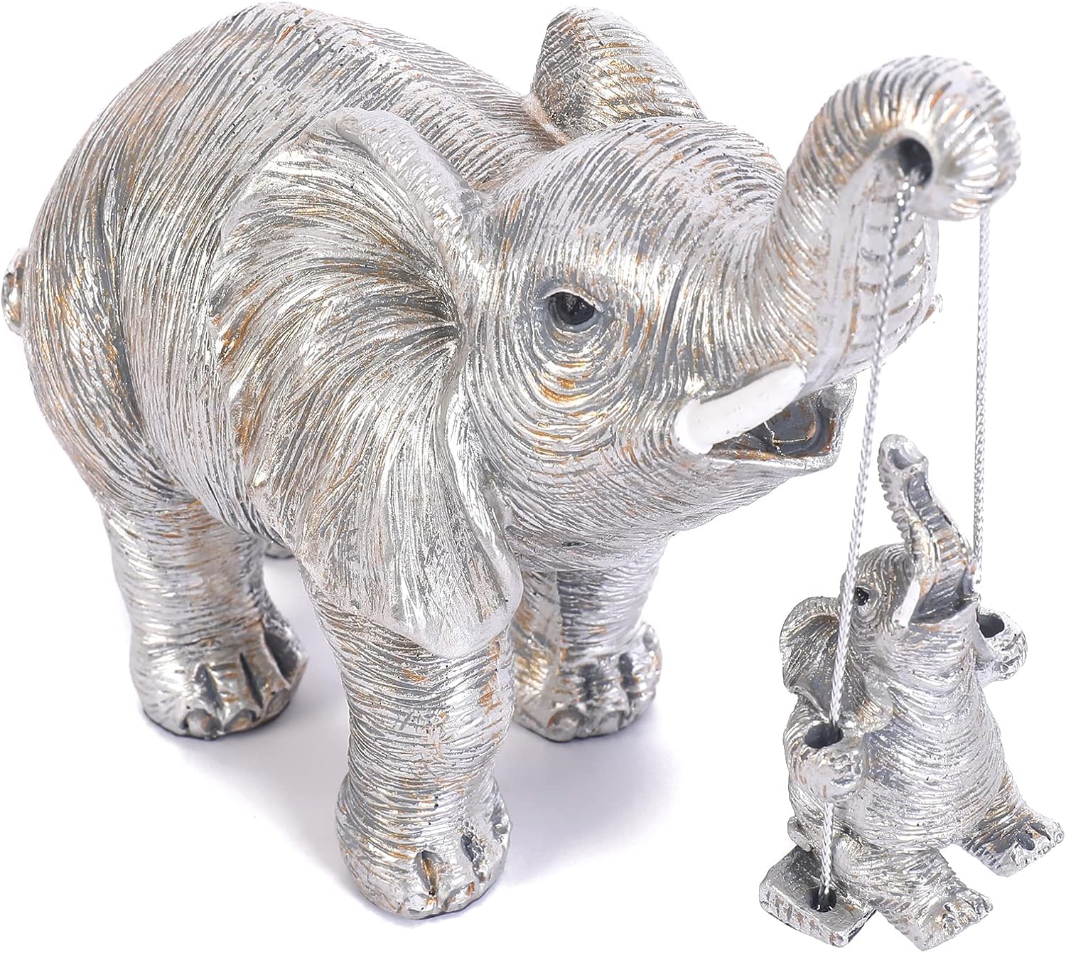 Cute Rock Sand Elephant Figurines Good Luck Elephant with The Baby Home Décor for Shelf Good Gifts for Women Animal Lovers Decoration for Living Room, Bedroom, Office