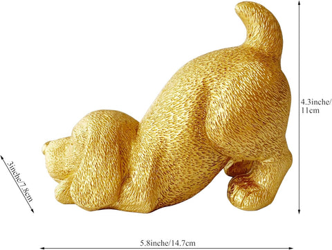 Golden Dog Statue, Animal Figurine Home Decor, Dog Sculpture for Home Office Desktop Bookshelf