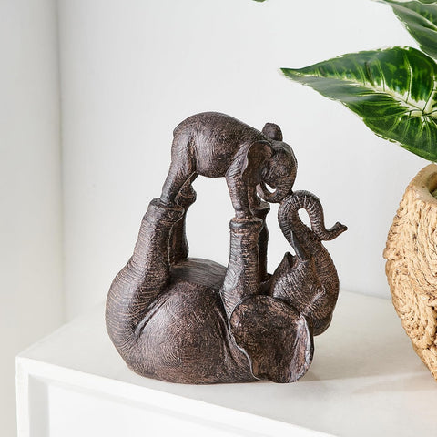 Home Decor Elephant Statue, Rustic Gold Coffee Tabel Bookshelf Decor Acctens, Elephant Decoration for Good Luck, Mom Gifts, Home Living Room Bedroom Office Decorations (Rustic Gold Elephant)