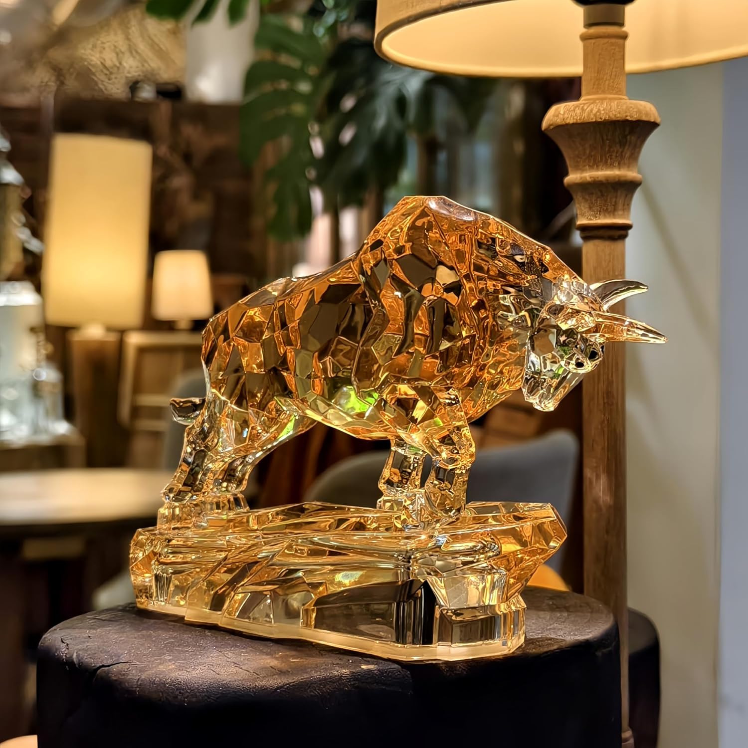 Acrylic Bull Statue - Wall Street Bull Sculpture for Home or Office Decor - 8.5'' Long