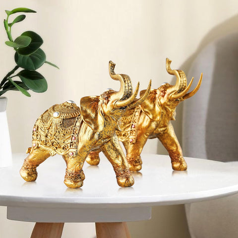 Lucky Elephant Statue,2 Pack 7" Elegant Elephant Figurine for Home Decor Unique and Sophisticated Ornament for Living Room, Table Centerpiece Shelfand Office Adds Charm and Good Luck