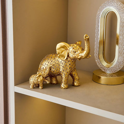 Home Decor Elephant Statue, Rustic Gold Coffee Tabel Bookshelf Decor Acctens, Elephant Decoration for Good Luck, Mom Gifts, Home Living Room Bedroom Office Decorations (Rustic Gold Elephant)