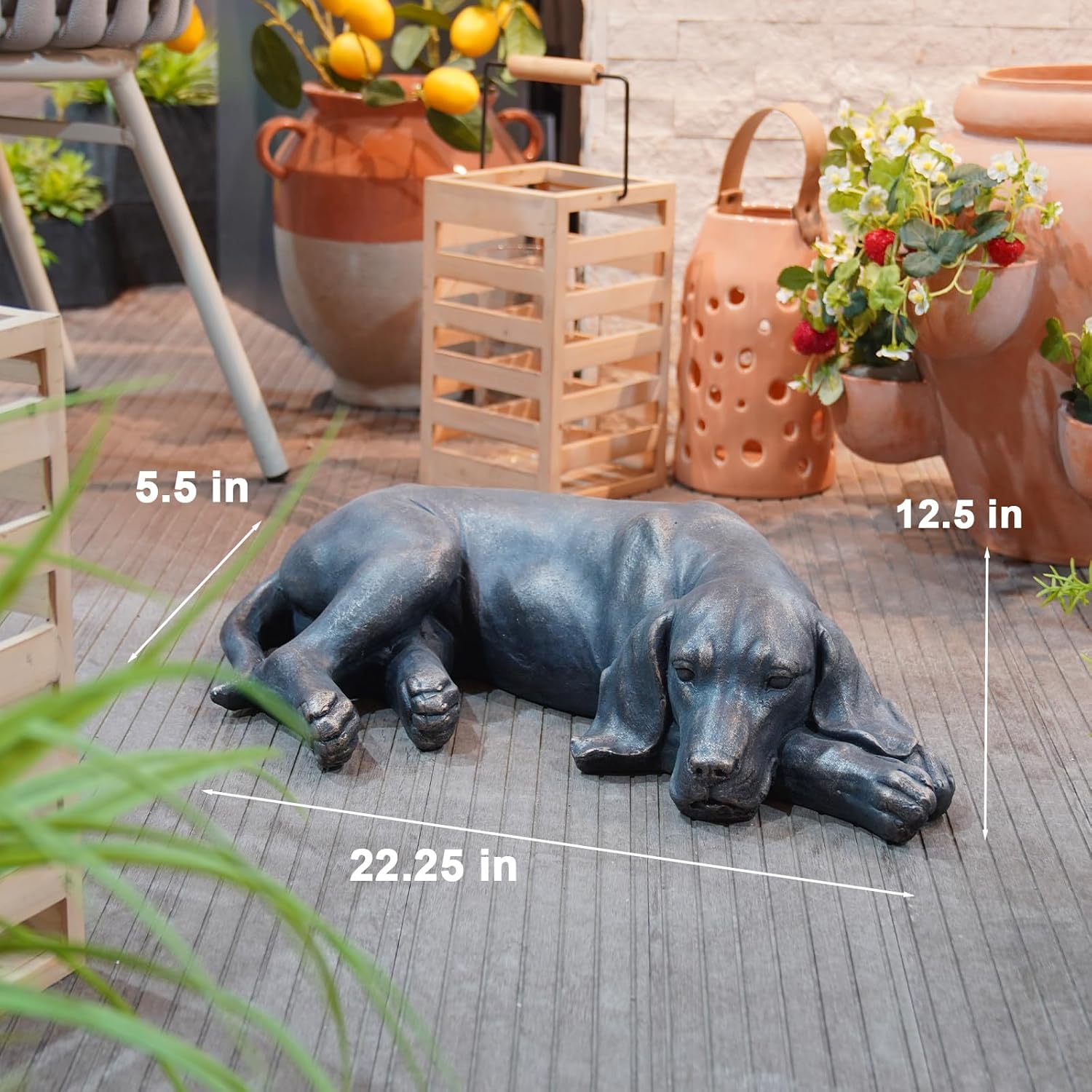 Garden Statue Outdoor Decorations Dog-Figurine – 19inch Black Labrador décor Garden Sculpture Statue Sitting Statue Resin Sculpture for Patio Lawn Yard Porch Garden 12.25L*8.25W*19H