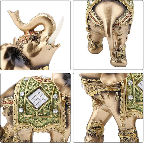 Lucky Wealth Elephant Statue, Elegant Feng Shui Elephant Collectible Figurine Sculpture Decoration, Wealth Lucky Figurine Home Office Decor(L)