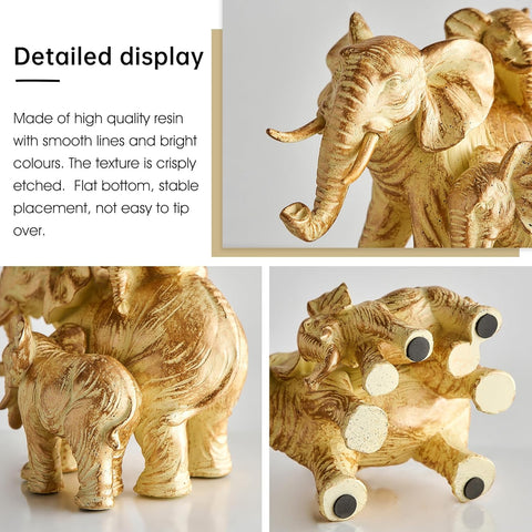 Home Decor Elephant Statue, Rustic Gold Coffee Tabel Bookshelf Decor Acctens, Elephant Decoration for Good Luck, Mom Gifts, Home Living Room Bedroom Office Decorations (Rustic Gold Elephant)