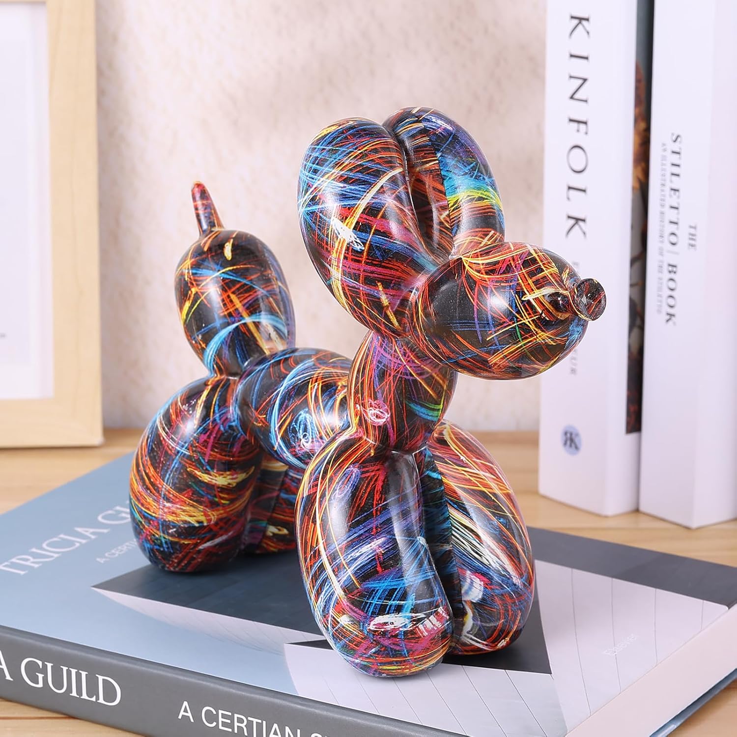 Creative Balloon Dog Sculpture Modern Home Decoration Trendy Animal Art Ornaments Collection Figurine Bedroom Living Room Office Desktop Resin Decors