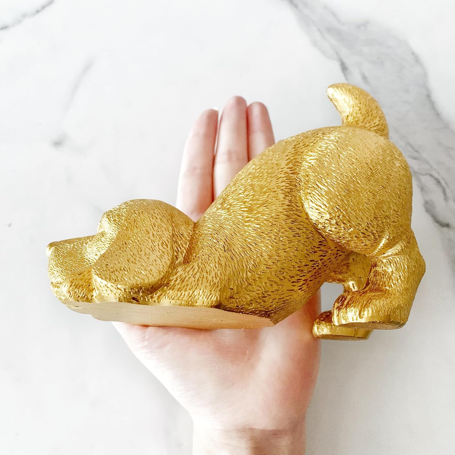 Golden Dog Statue, Animal Figurine Home Decor, Dog Sculpture for Home Office Desktop Bookshelf