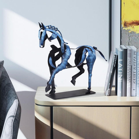 Handmade Horse Statue - Unique Rustic Decor for Office & Home - Hand-Painted Metal Sculpture - Perfect Handicraft Gift for Horse Lovers (Brown)